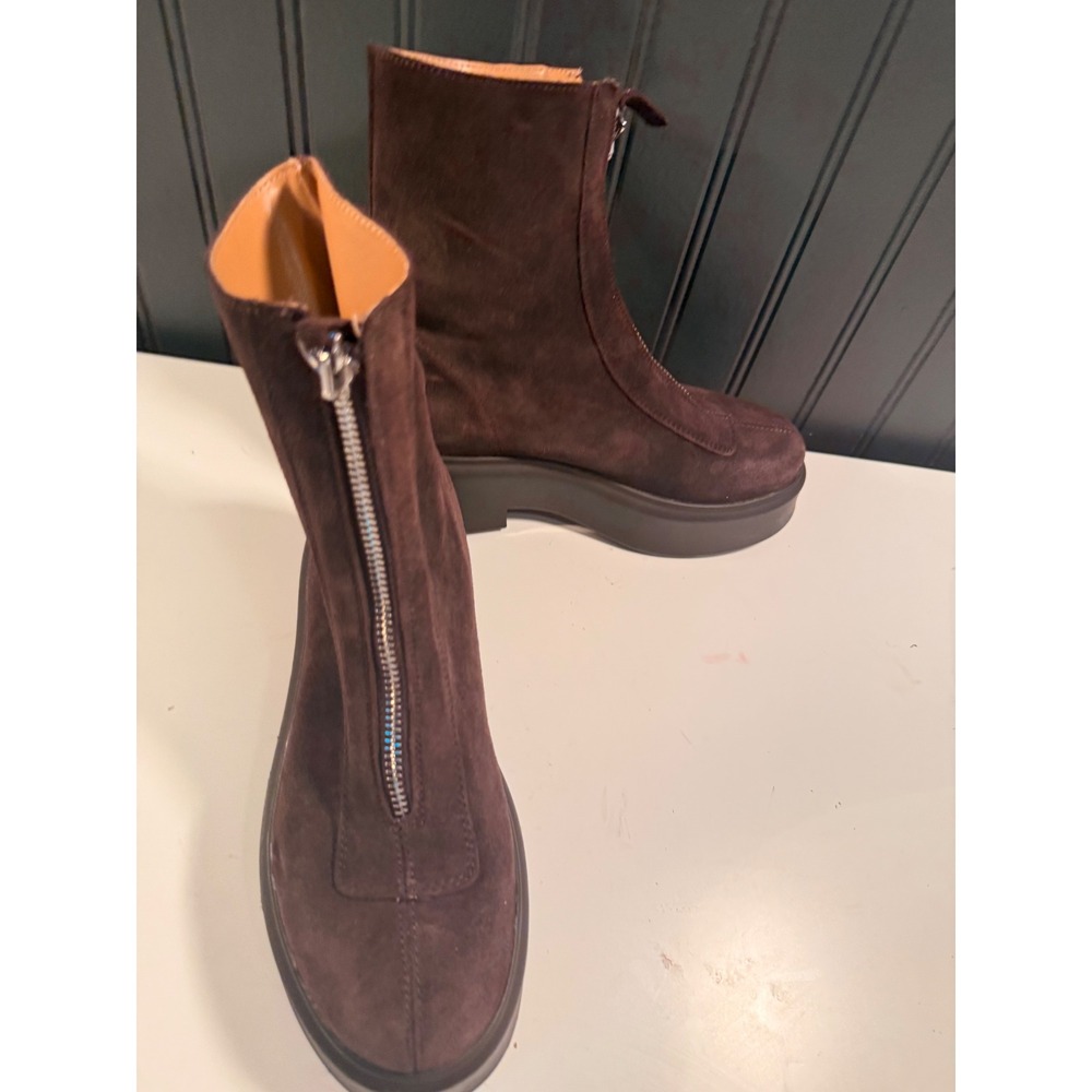 Steve Madden Jones Brown Suede Front Zip Platform Boots JONE03S1 Size 5.5 M